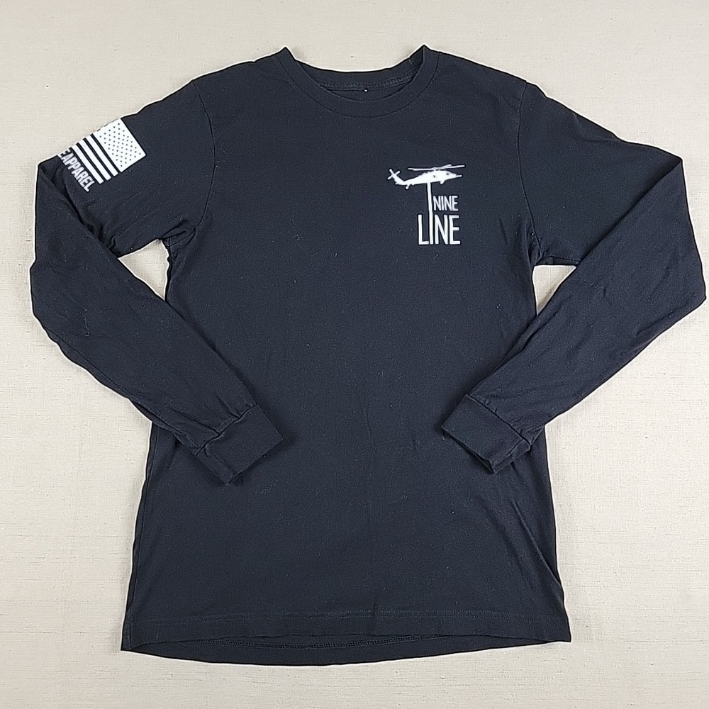 Nine Line Long Sleeve Shirt Black Graphic Patriotic Firearms Family Faith Mens S